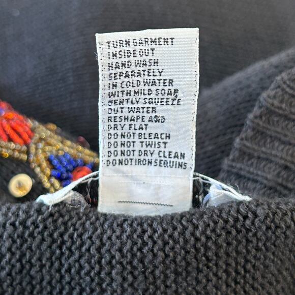 SML Beaded Sweater Large Black Gold Braid‎ Jewel Party NYE Holiday Glam Vintage - Picture 14 of 14